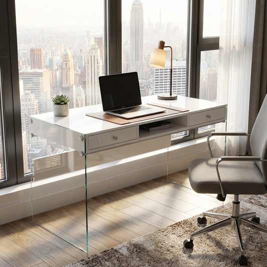 Manhattan Desk - Glossy White