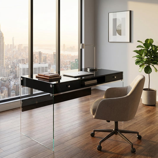 Manhattan Desk - Glossy Black