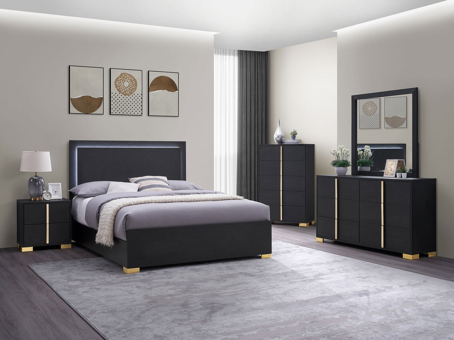 De Noir Bedroom Set (5pc) (King)