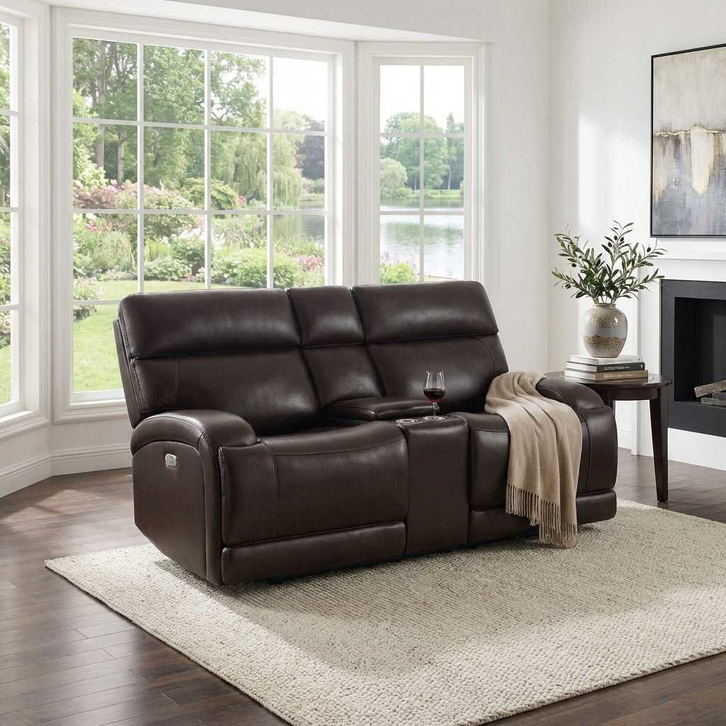 Roosevelt Powered 2-Seater - Dark Brown Leather