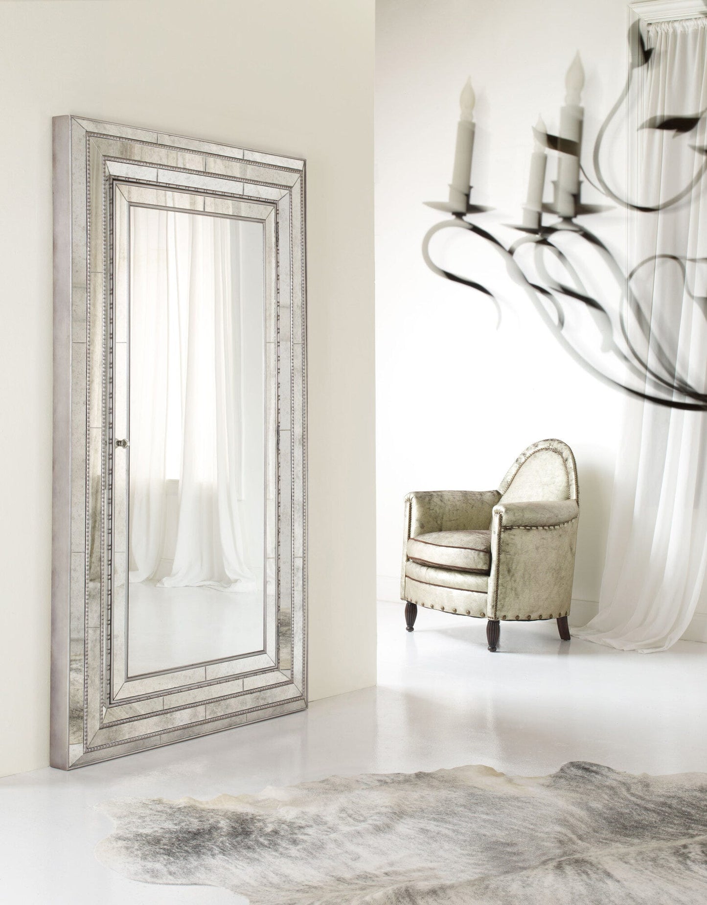 Melange Glamour Floor Mirror with Jewelry Armoire Storage