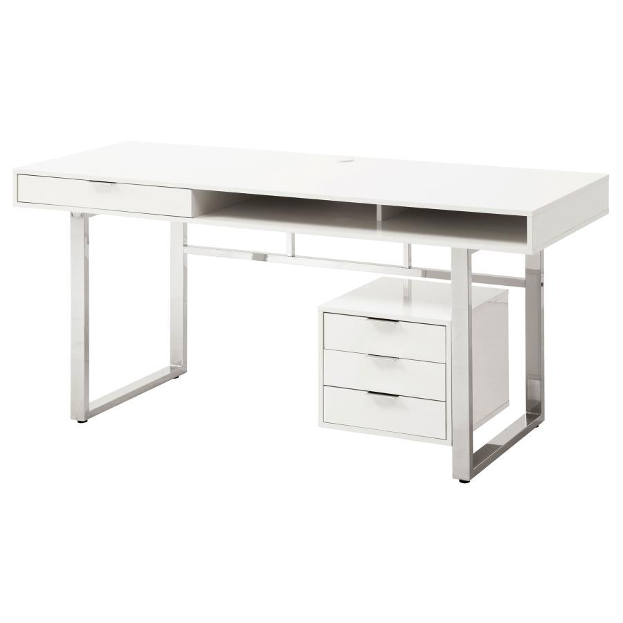 Escritorio Moderno De 4 Gabetas - Glossy White