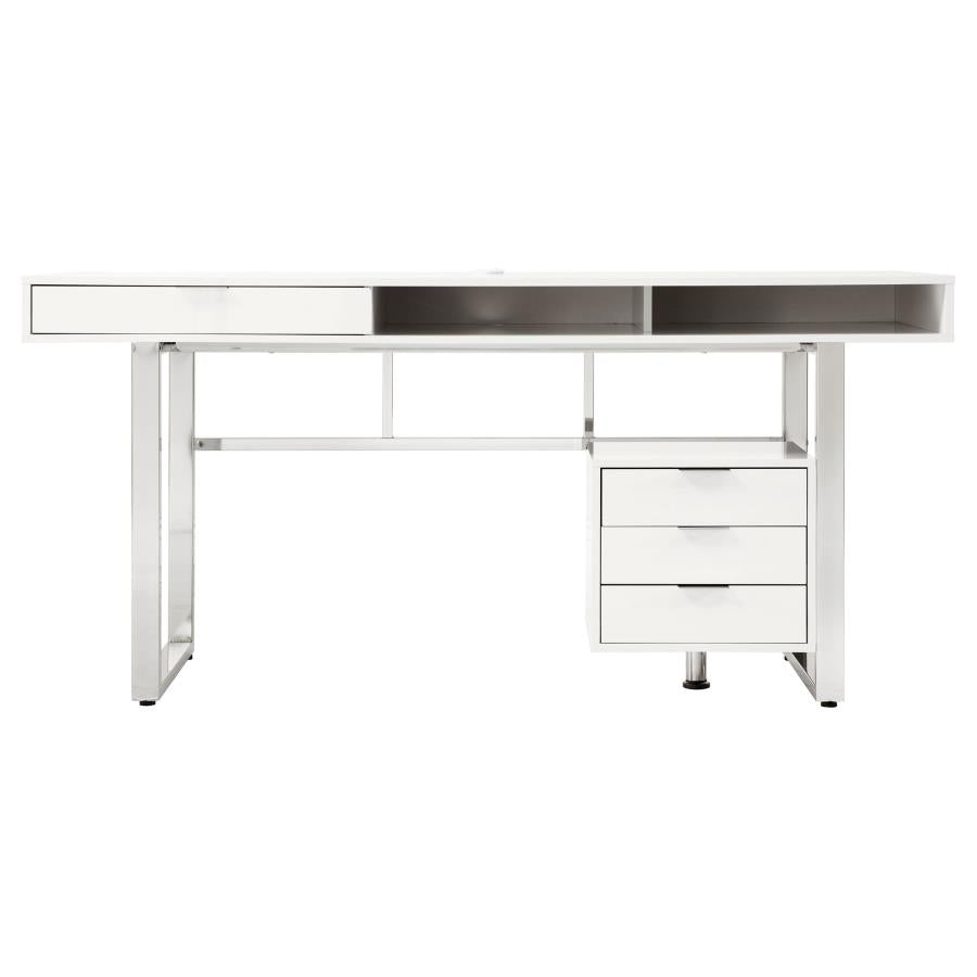 Escritorio Moderno De 4 Gabetas - Glossy White