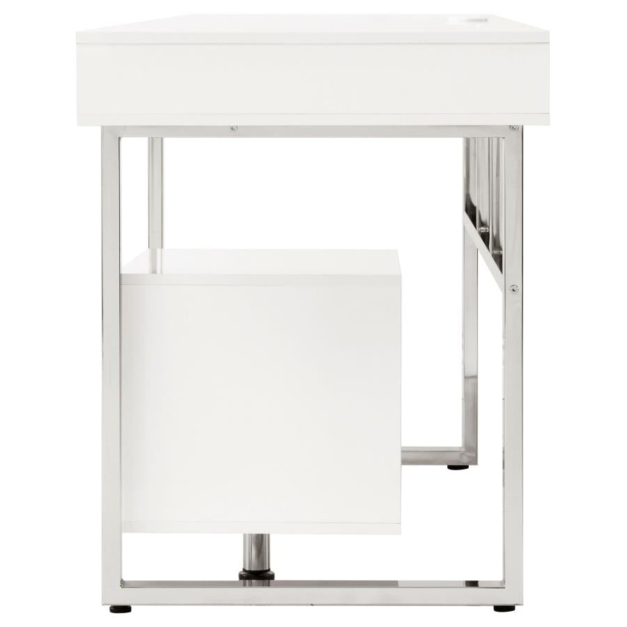 Escritorio Moderno De 4 Gabetas - Glossy White