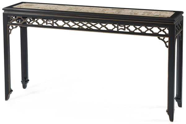 Long Hall Burl Console Table